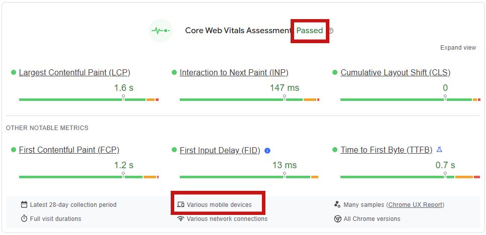 Mobile Device Page Speed Insights Example - Above The Bar Mobile Device Page Speed Insights Example - Mobile Device Page Speed Insights Example - Above The Bar