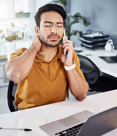 - business-man-phone-call-neck-pain-stress-office-desk-with-laptop-depression-asian-male-entrepreneur-with-technology-depression-mental-health-burnout-while-tired-working - Above The Bar - business-man-phone-call-neck-pain-stress-office-desk-with-laptop-depression-asian-male-entrepreneur-with-technology-depression-mental-health-burnout-while-tired-working - Above The Bar
